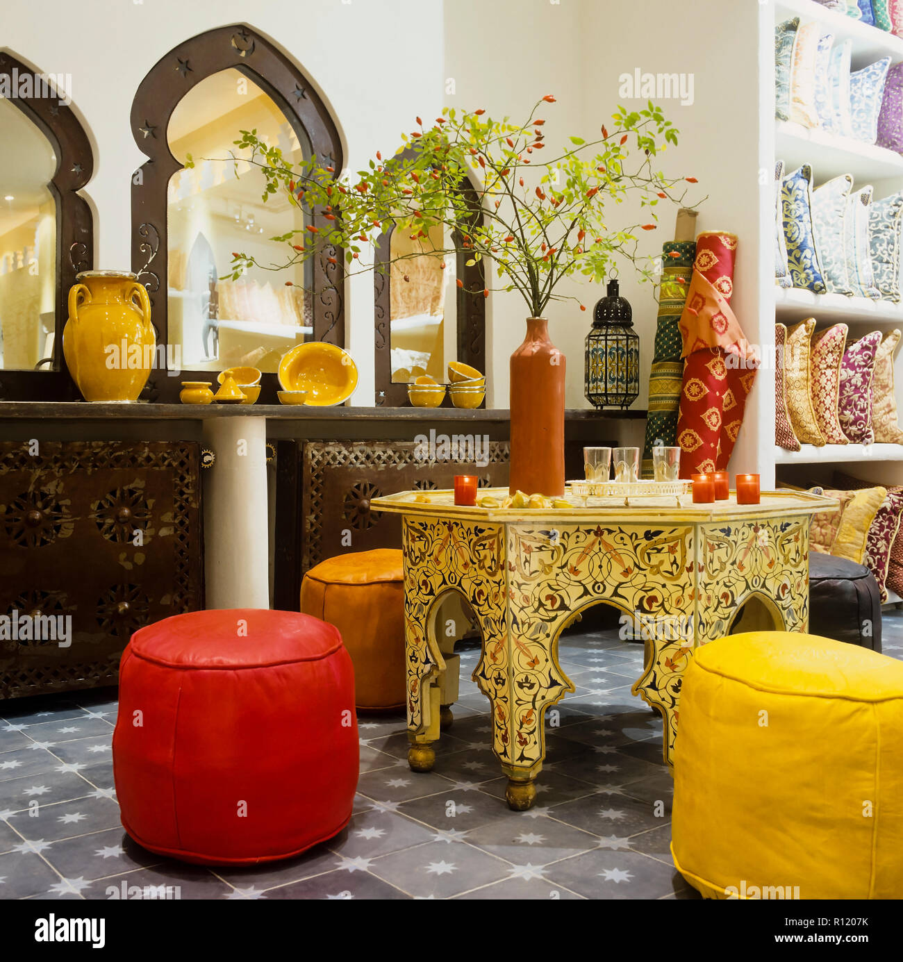 Arabic style furniture in a store Stock Photo Alamy