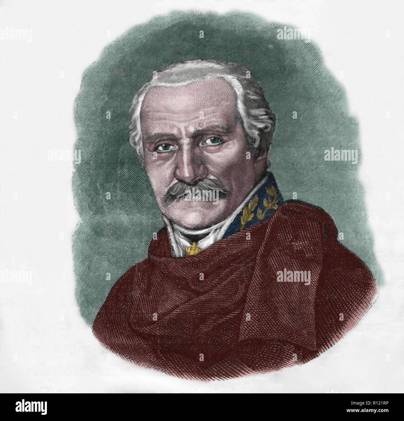 Gebhard Leberecht von Blucher (1742-1819). Prussian field marshal. Engraving of Germania, 1882. Stock Photo