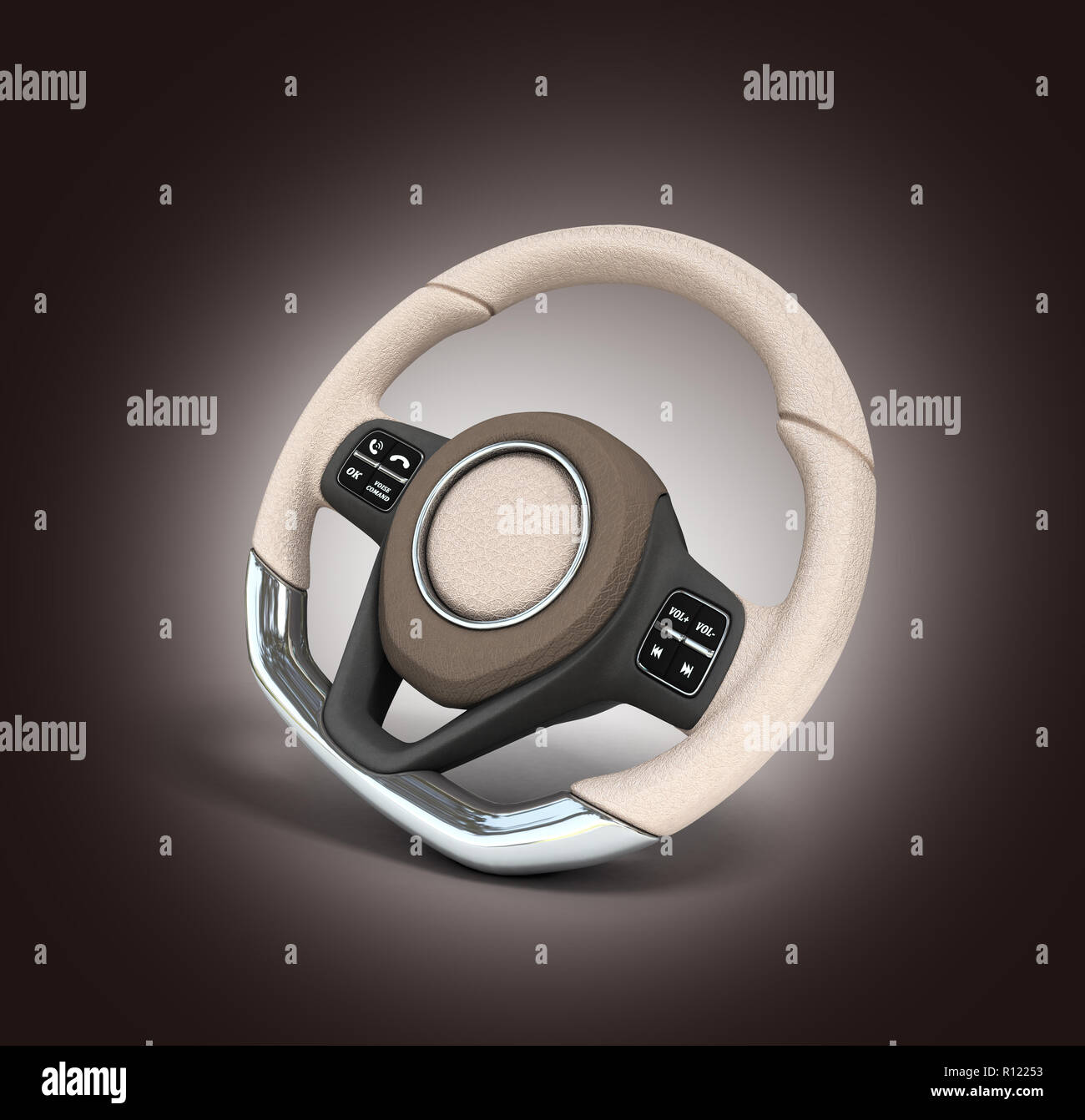 Steering automobile wheel 3d render isolated on the gradient background ...