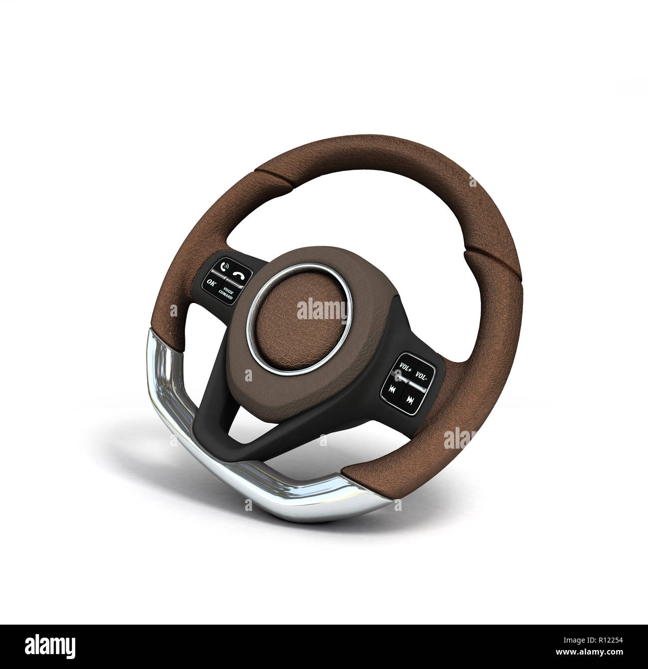 Steering automobile wheel 3d render isolated on the white background ...