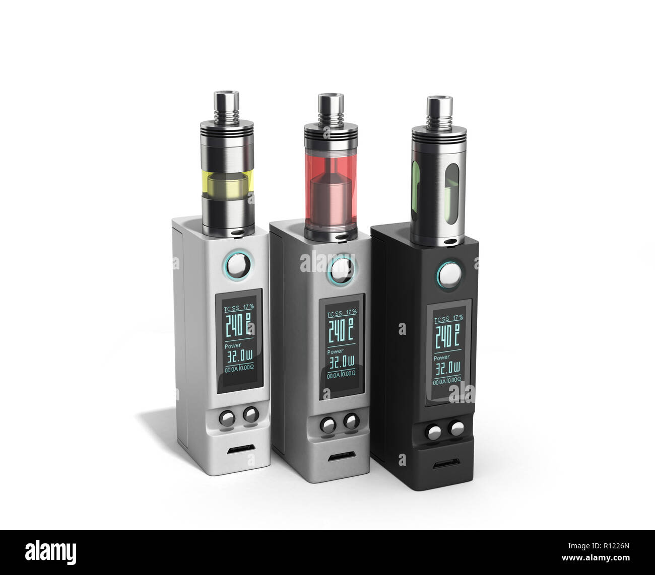 Electronic cigaretts Device box mod to smokeless smoking 3d render on white  Stock Photo - Alamy