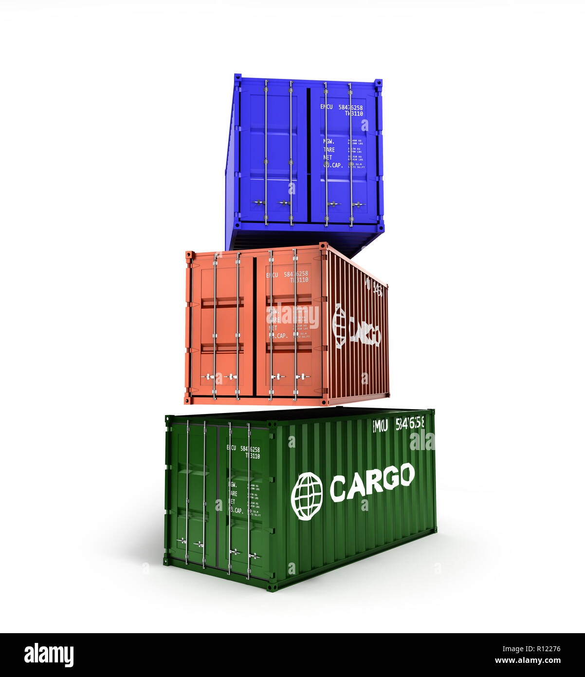 3d rendering of a colored shipping container Stock Photo - Alamy