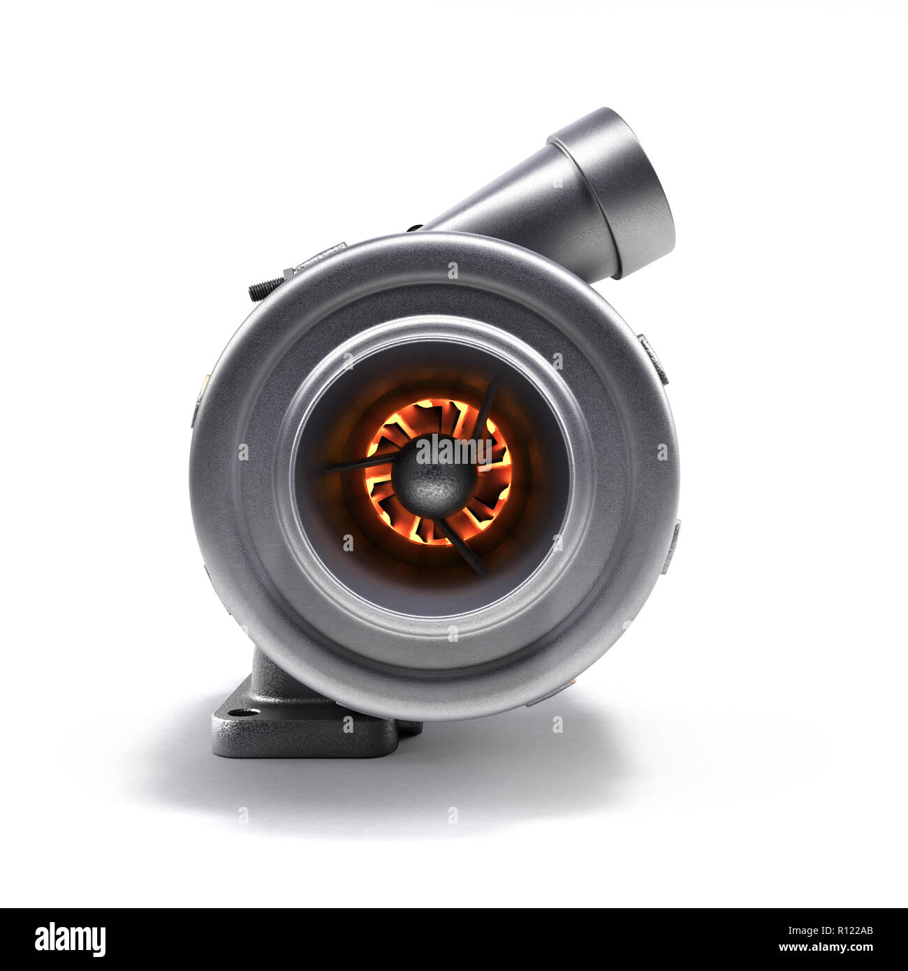 Automotive turbocharger turbine 3d render on white Stock Photo Alamy