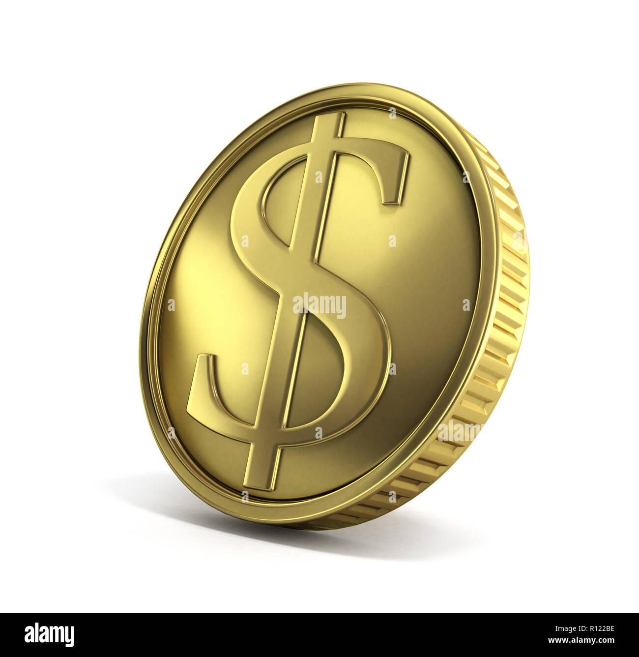 Gold Coin With Dollar Sign 3d Render On A White Background - 