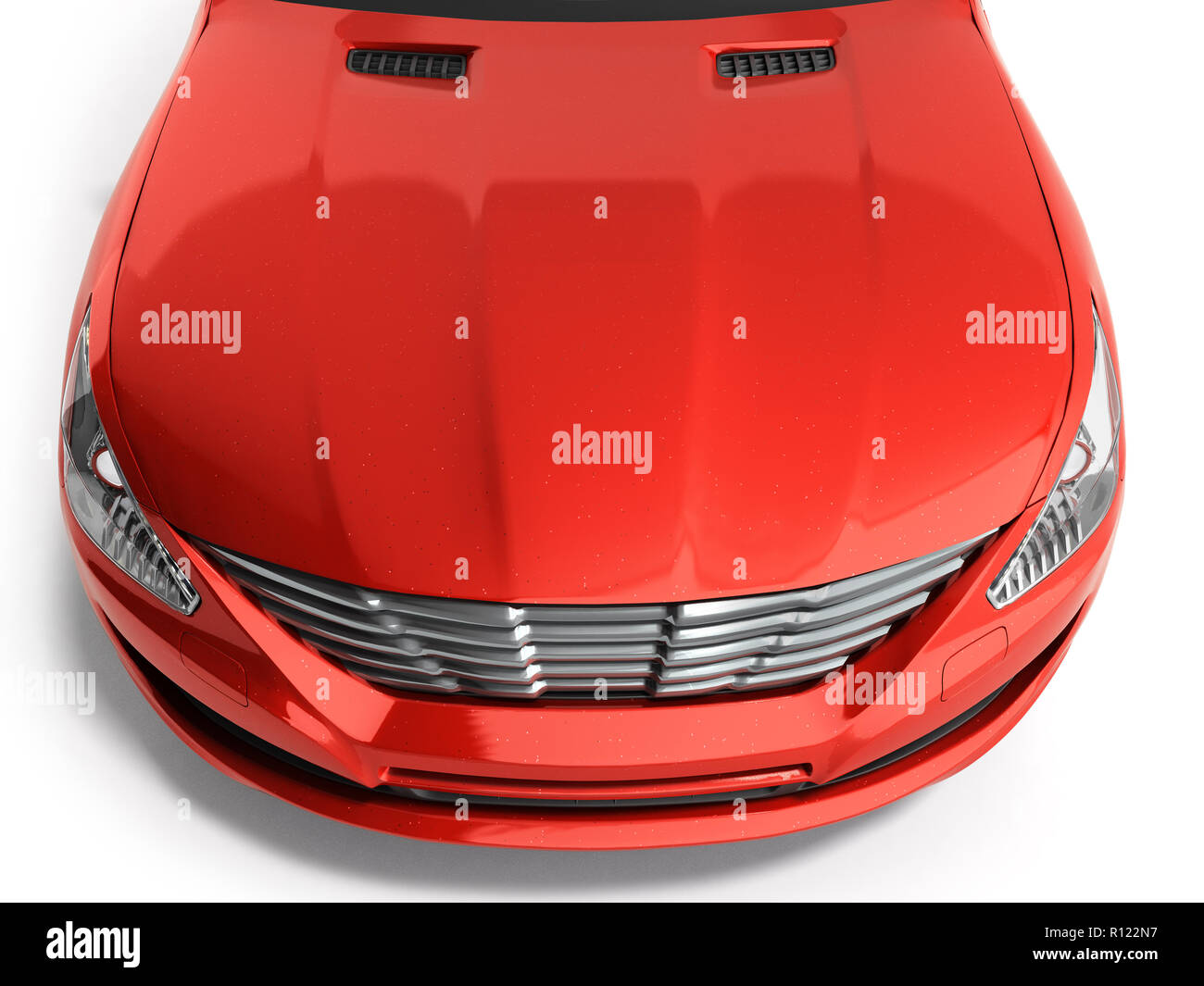 car vehicle hood aerial above top view 3d render Stock Photo Alamy