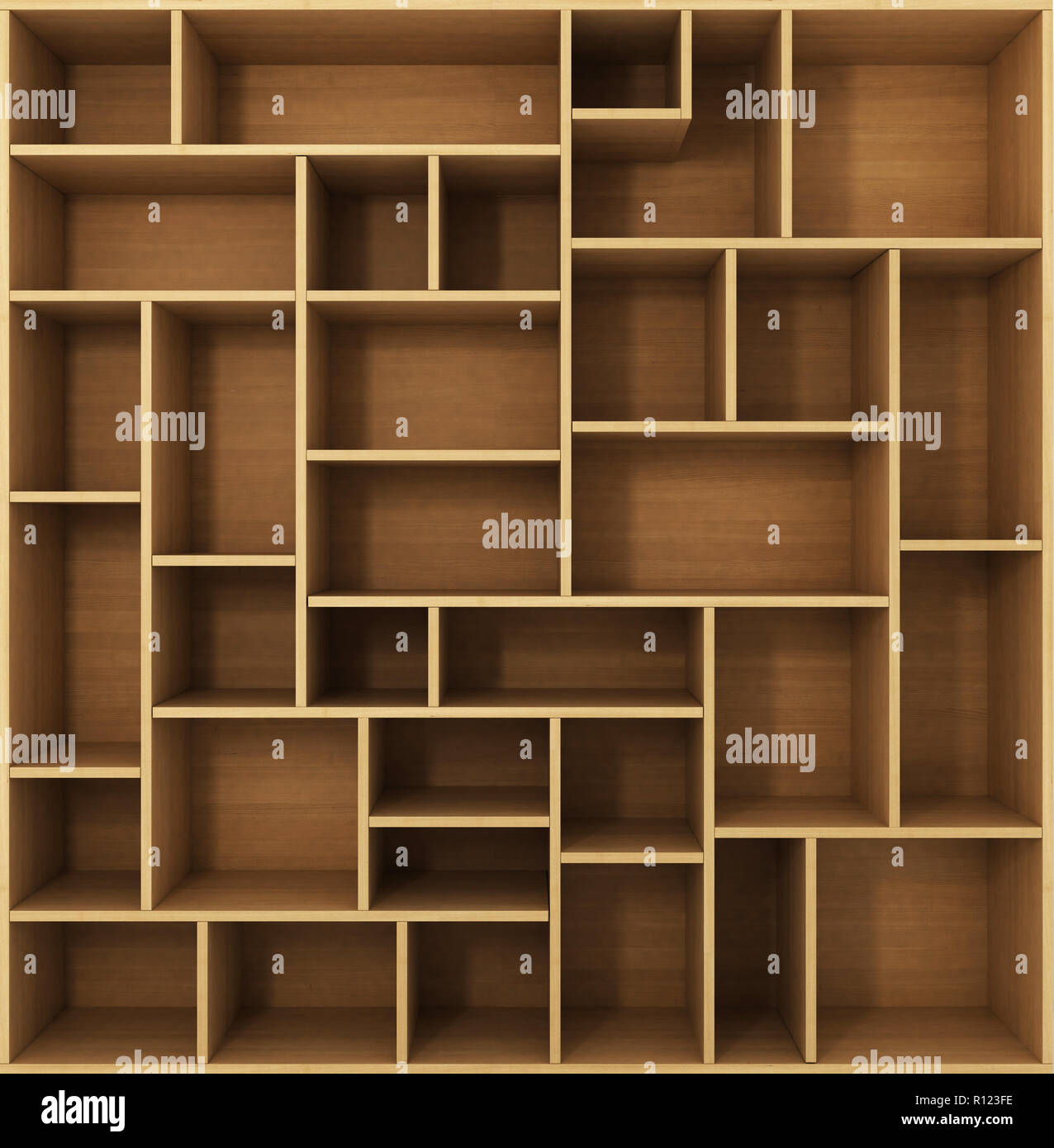 Light bookcase with shelves isolated on white background Stock Photo