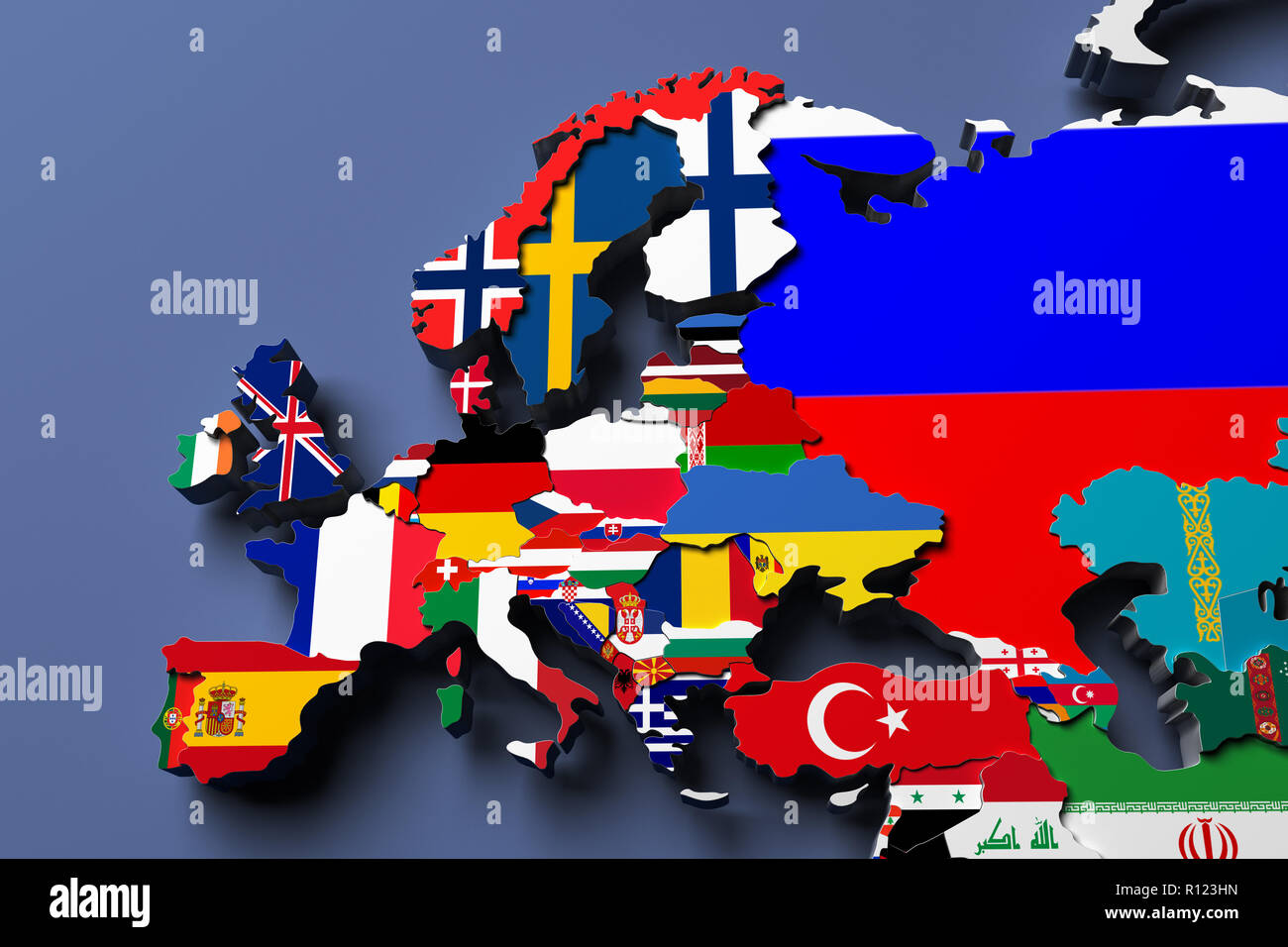 Europe  political map 3d rendered image Stock Photo