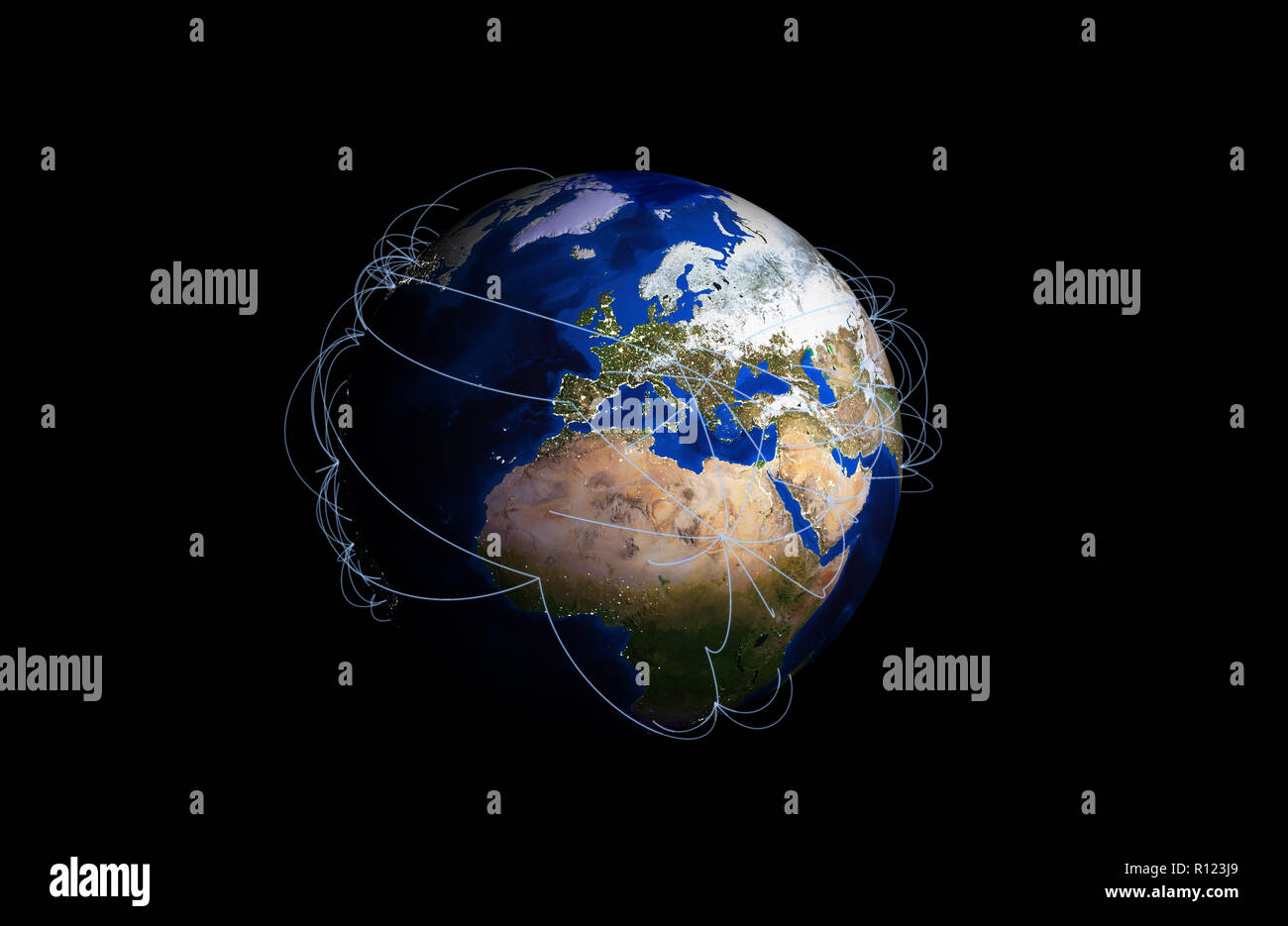 Europe map air routes hi-res stock photography and images - Alamy