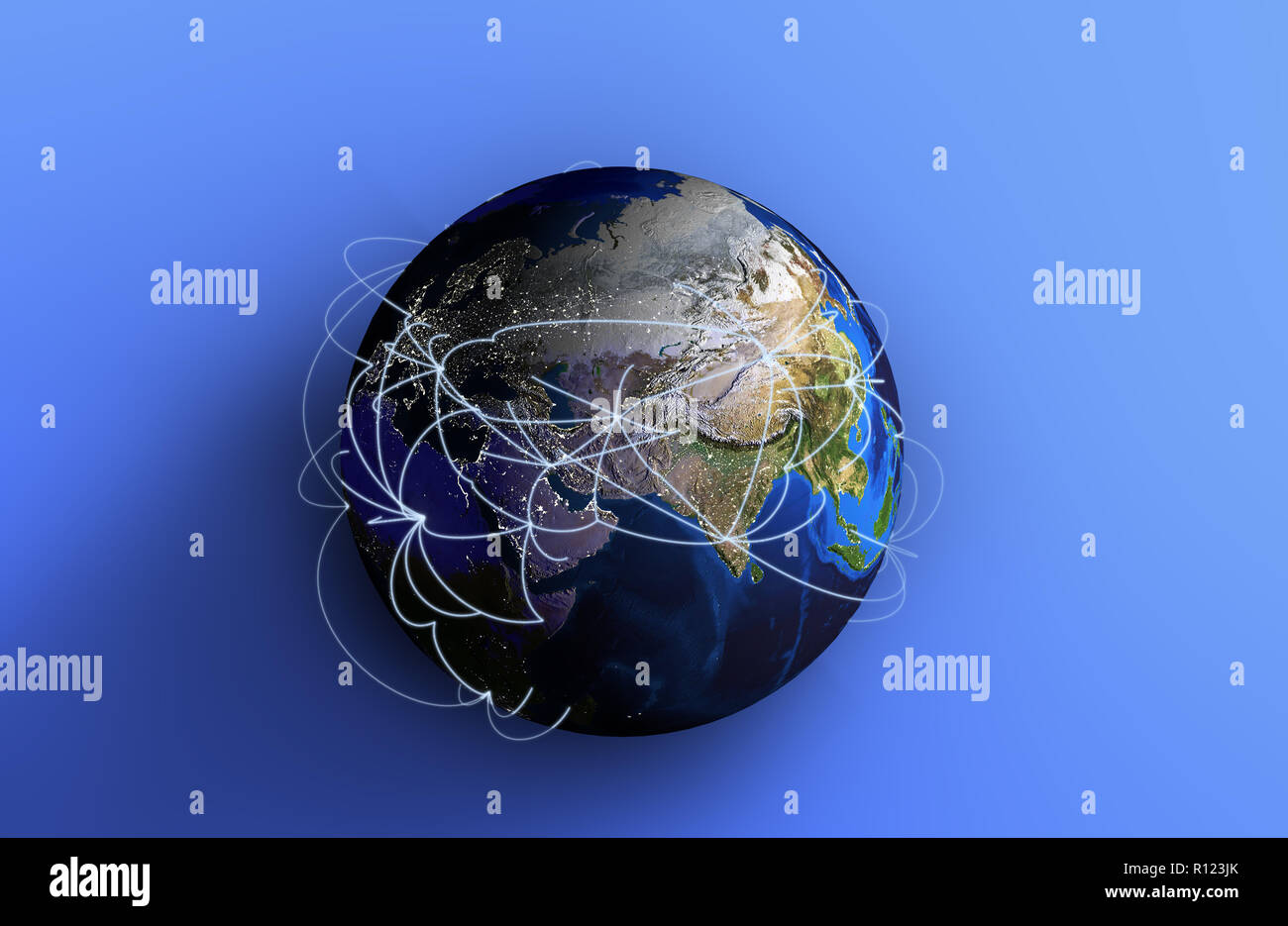 Europe map air routes hi-res stock photography and images - Alamy
