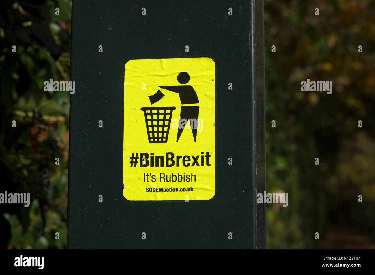 bin brexit it's rubbish sticker, publicising a campaign by sodem for the uk to remain in the european union Stock Photo