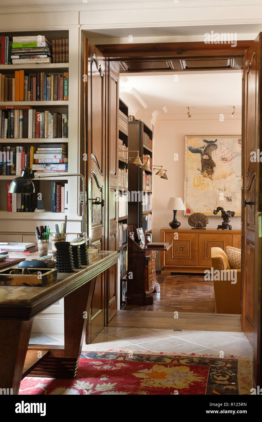 Office by living room Stock Photo - Alamy