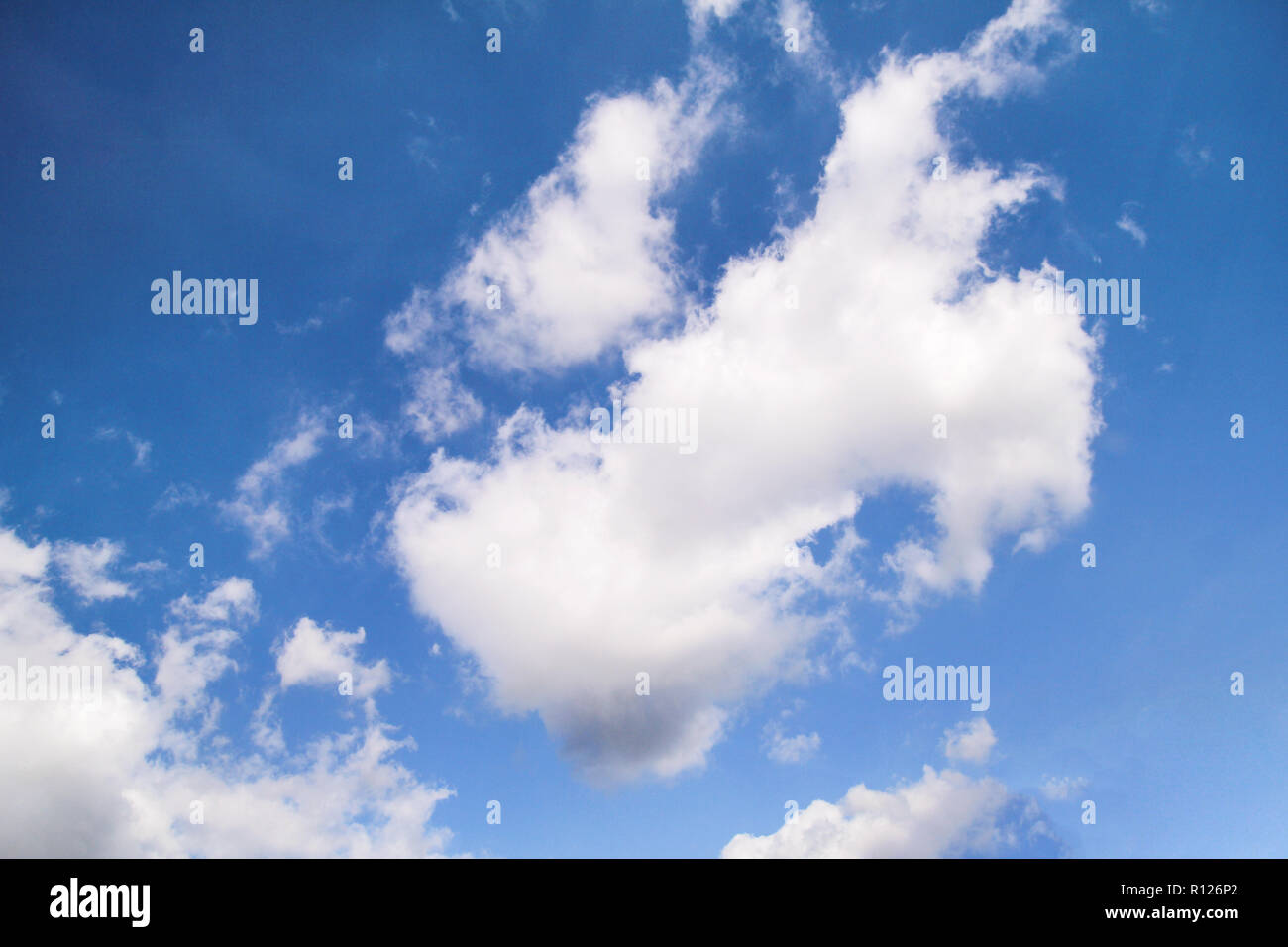 The Clear Blue Sky With White Clouds Closeup Very Fine