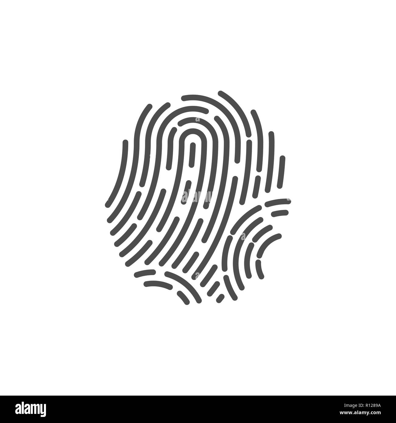 Identification symbol. Fingerprint icon. Vector illustrations. Flat design. Stock Vector