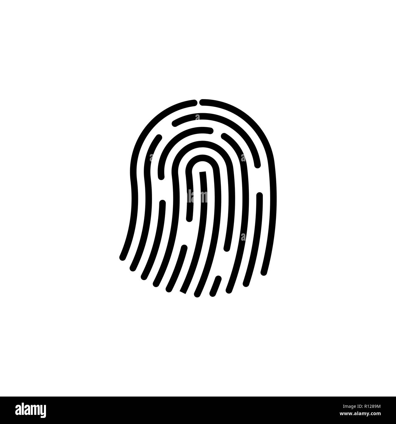 Identification symbol. Fingerprint icon. Vector illustrations. Flat design. Stock Vector