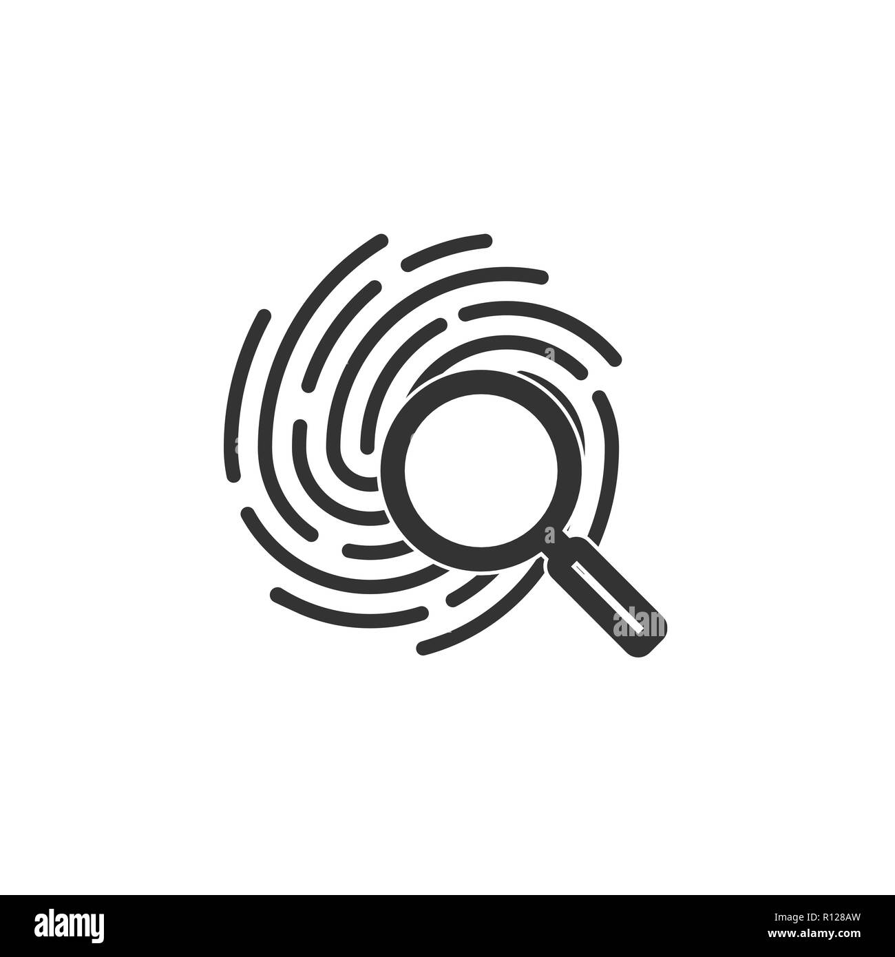 Identification symbol. Fingerprint icon. Vector illustrations. Flat design. Stock Vector