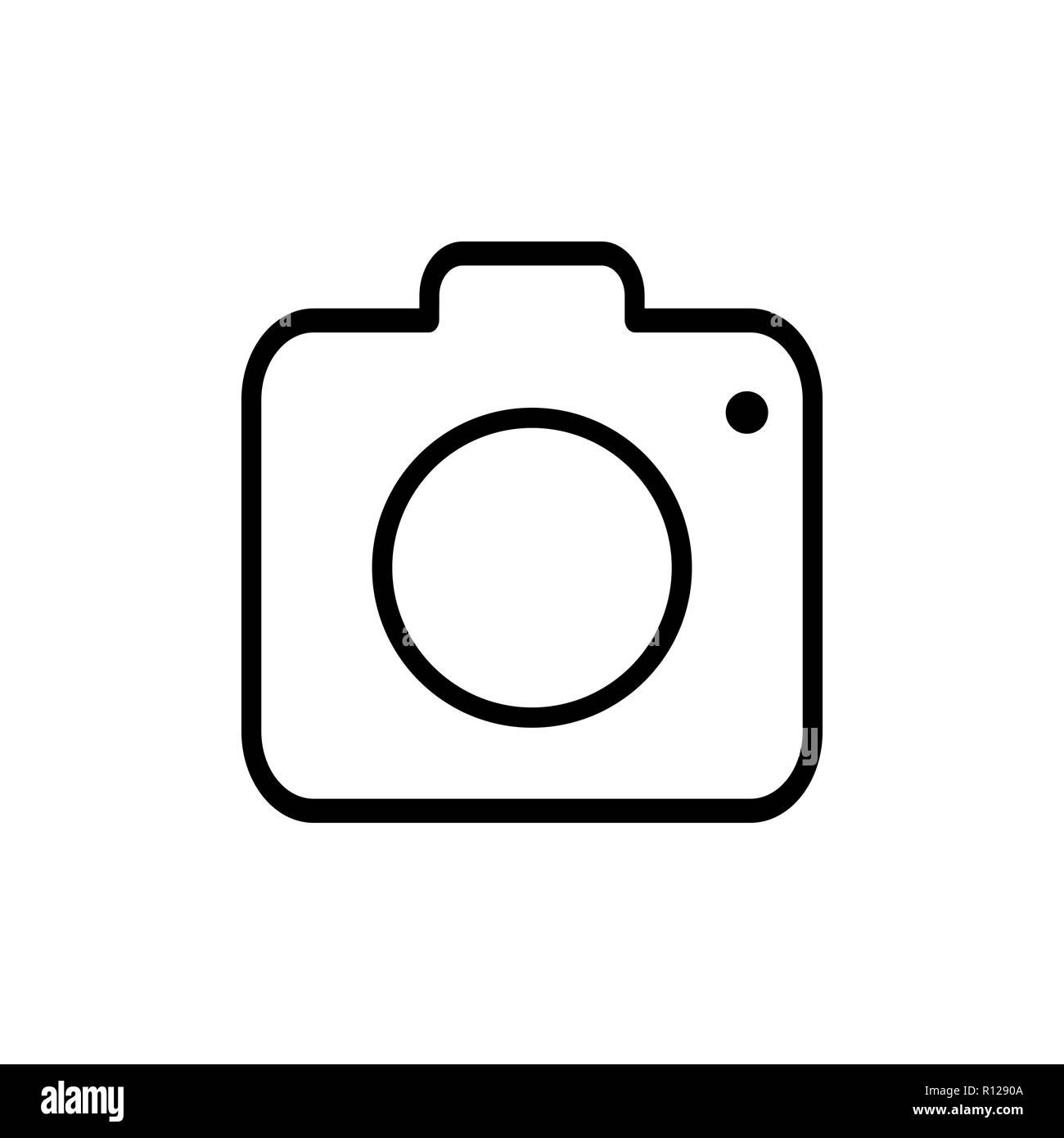 Camera icon. Flat design. Vector illustration. Grey on white background. Stock Vector