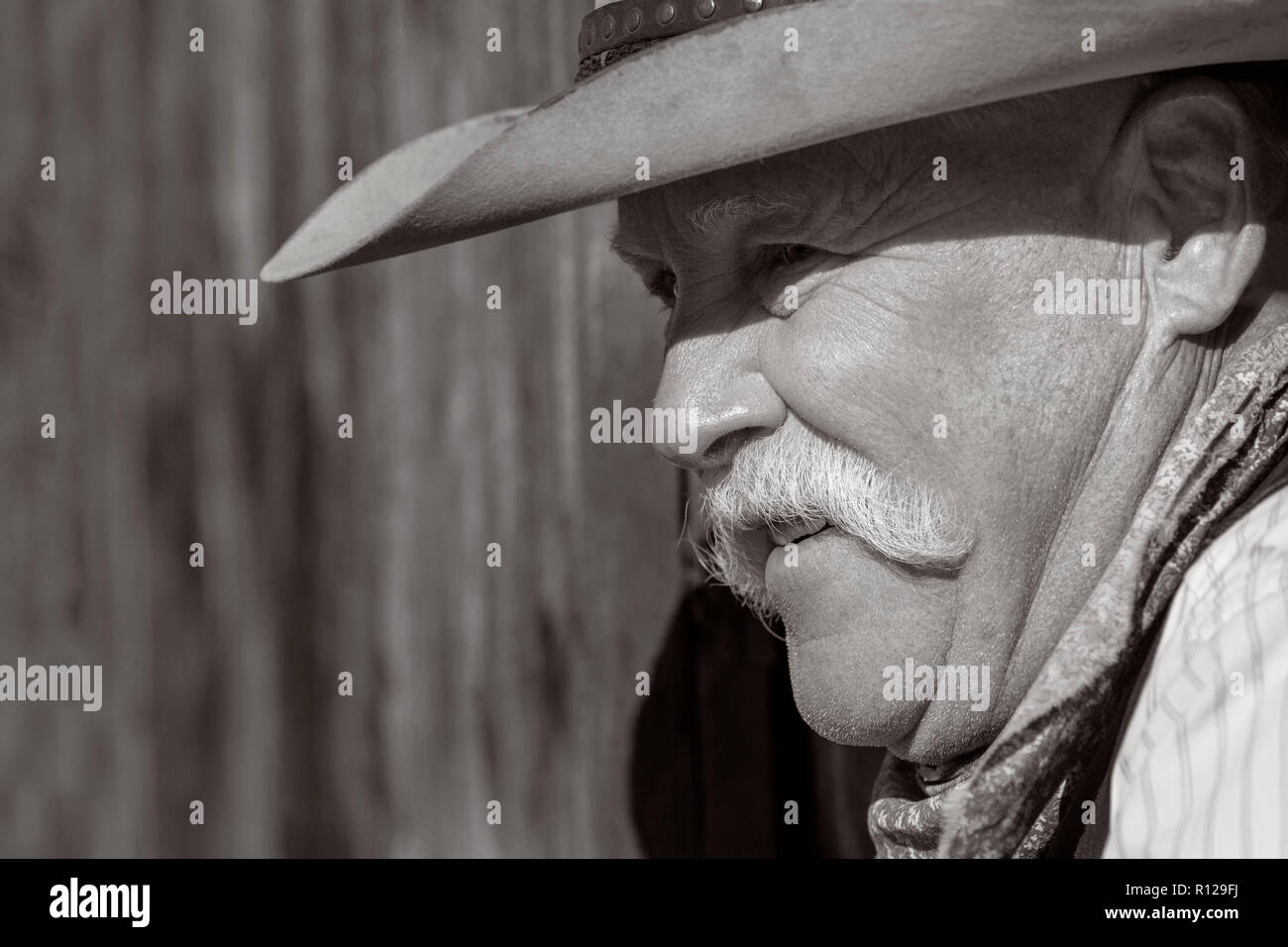 WY02444-01...WYOMING - Mike Buckich on the Willow Creek Ranch Stock Photo