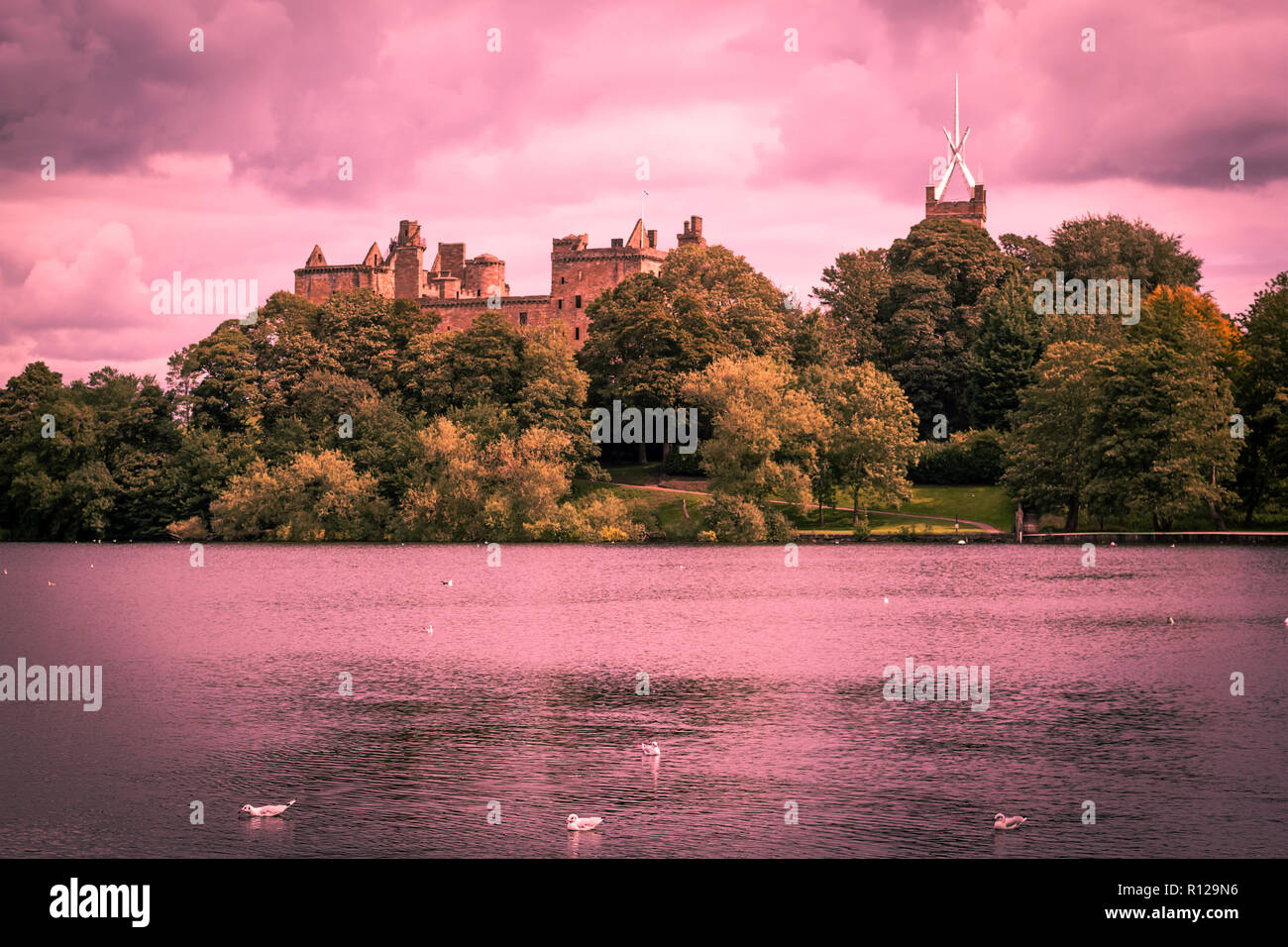 St. Michael's Church and Linlithgow Palace in Linlithgow, Scotland