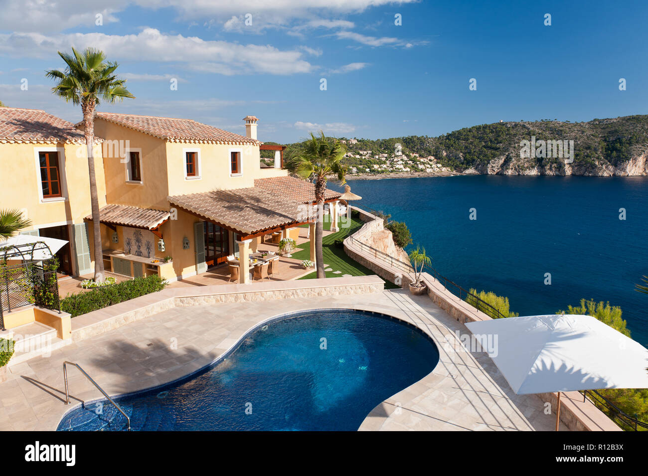 Mediterranean house with swimming pool Stock Photo