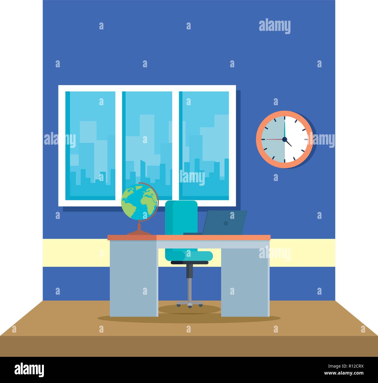 teacher desk in the classroom vector illustration design Stock Vector
