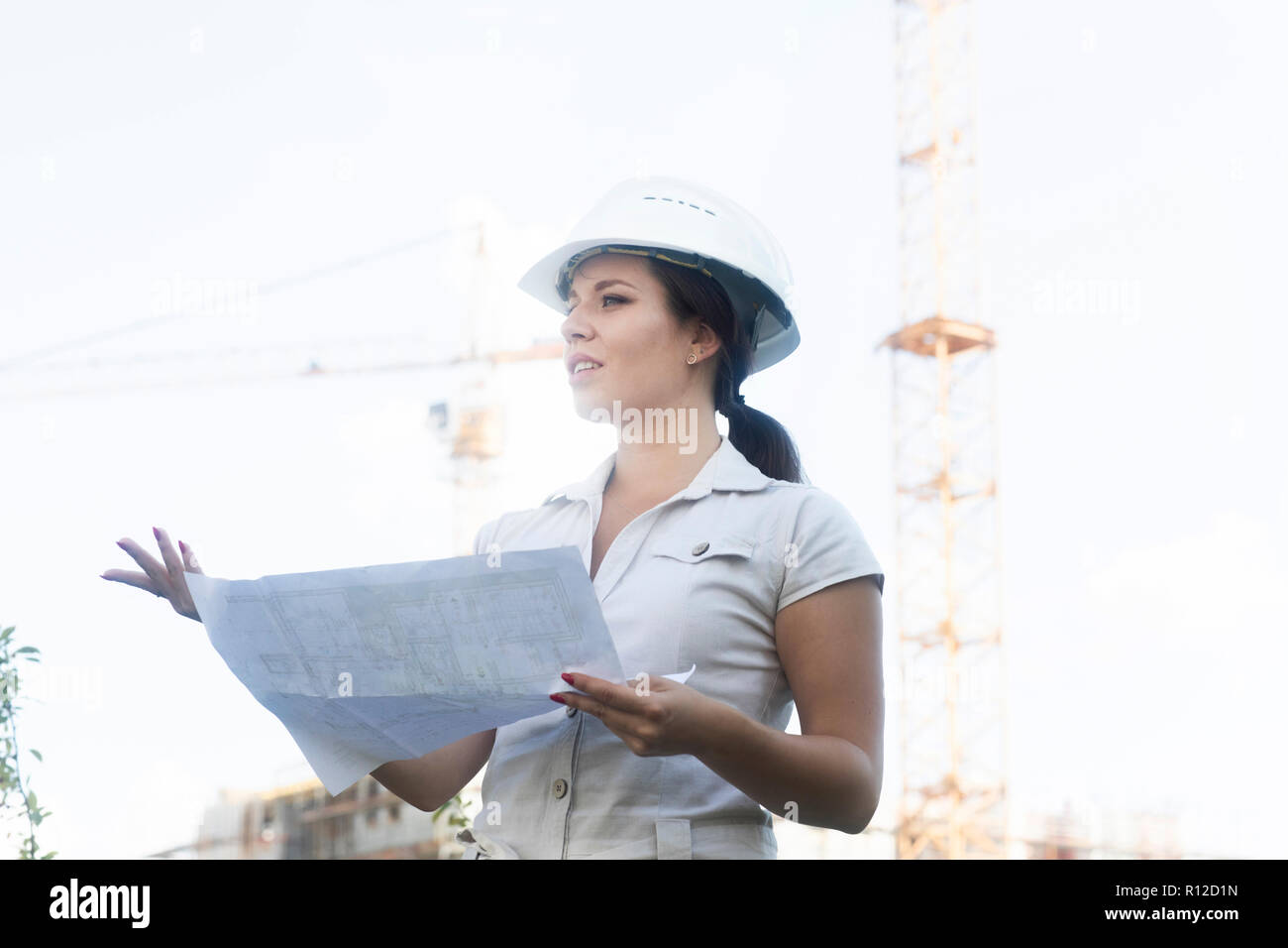 Female engineer at site Stock Photo