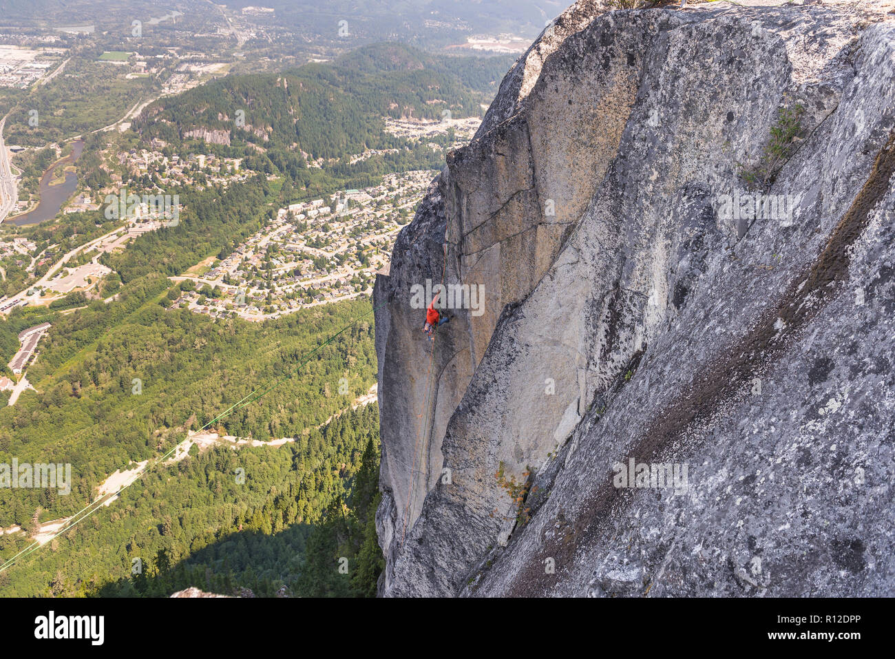 Rock climbing, Squamish, Canada Stock Photo