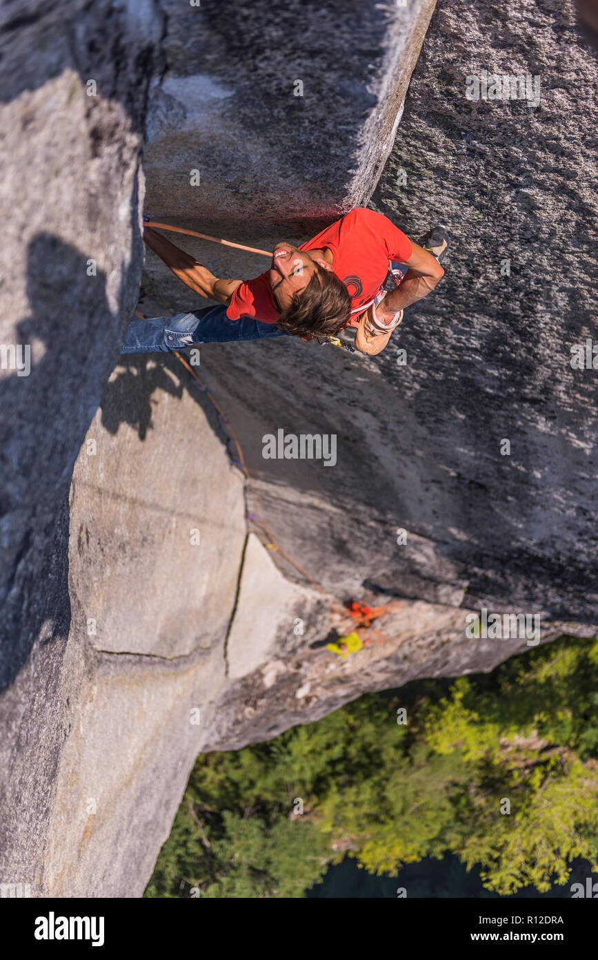Rock climbing, Squamish, Canada Stock Photo