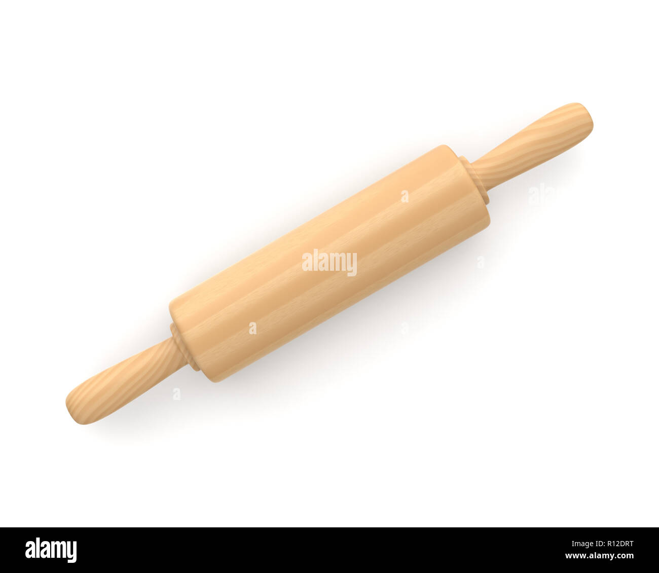 Rolling pin, dough roller isolated against white background. Wood roller  for pastry and baking kitcenware utensil. 3d illustration Stock Photo -  Alamy