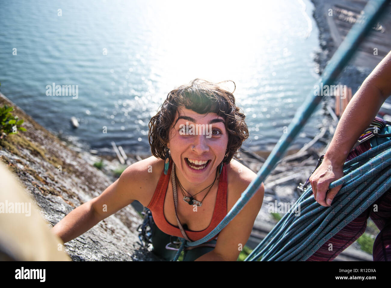 Woman rock climbing rope hi-res stock photography and images - Alamy
