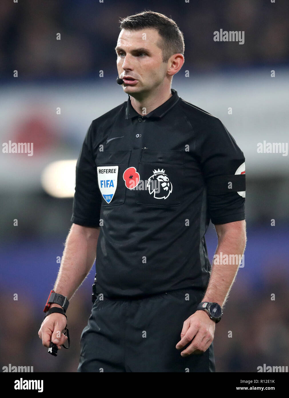 Referee Michael Oliver during the Premier League match at Stamford