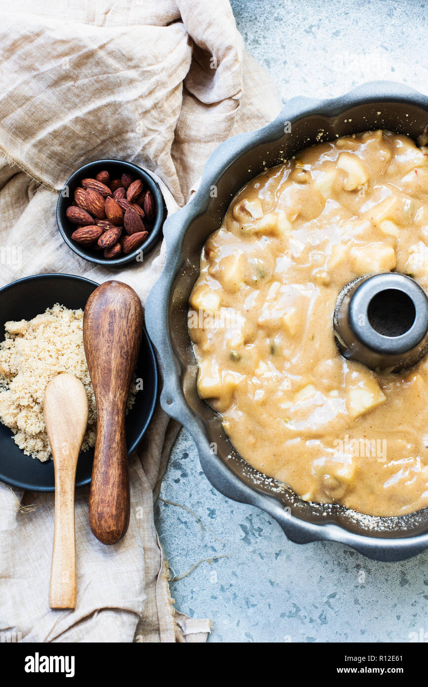 Batter mix for apple cake Stock Photo