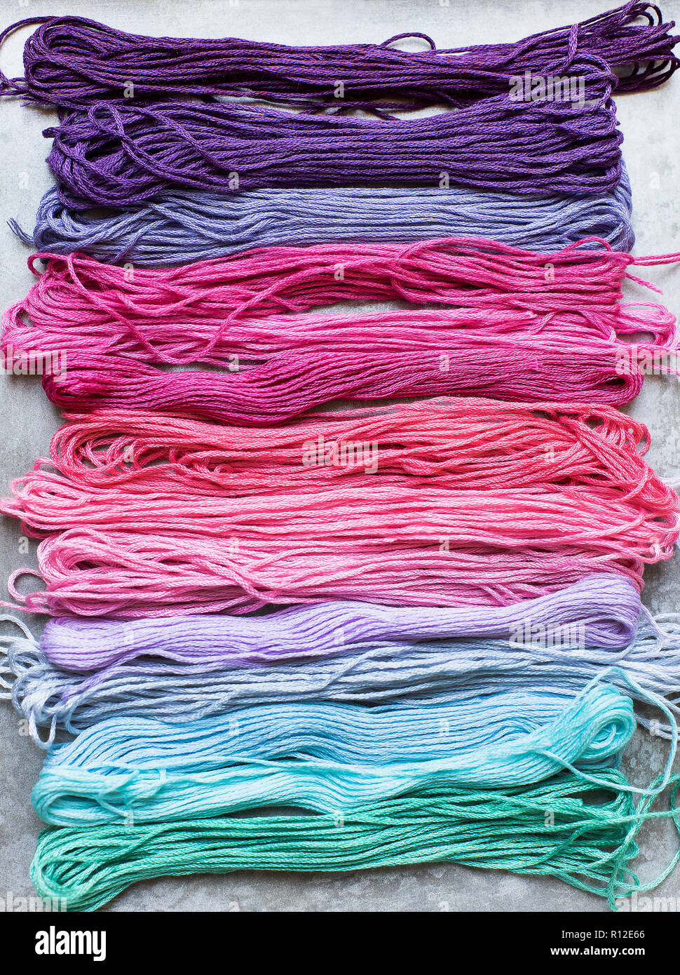 Colourful embroidery threads Stock Photo