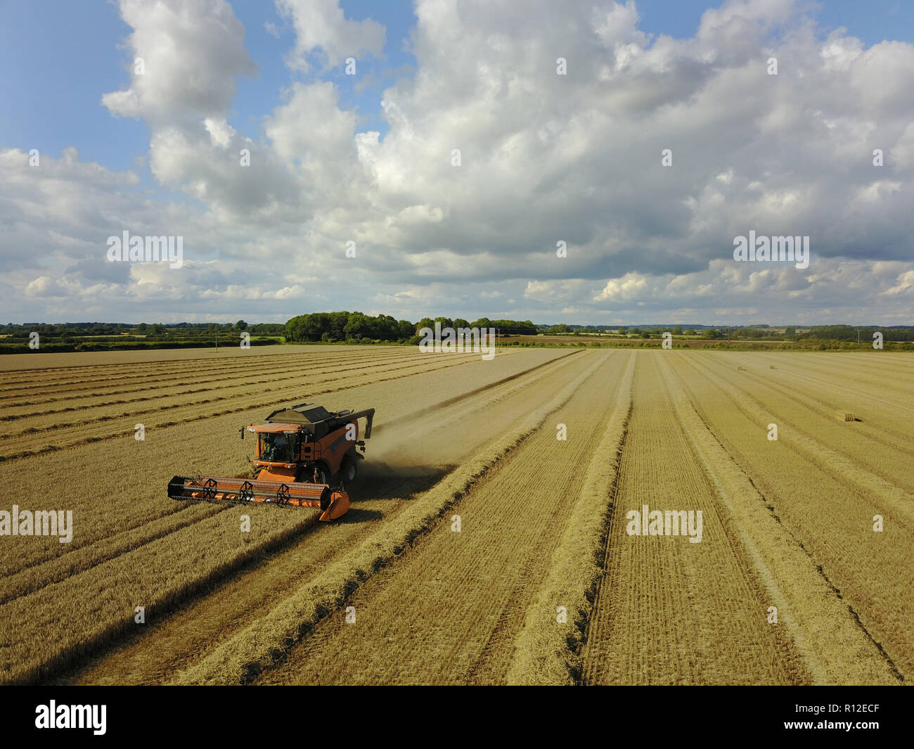 Drone view harvester in wheat hi-res stock photography and images - Alamy