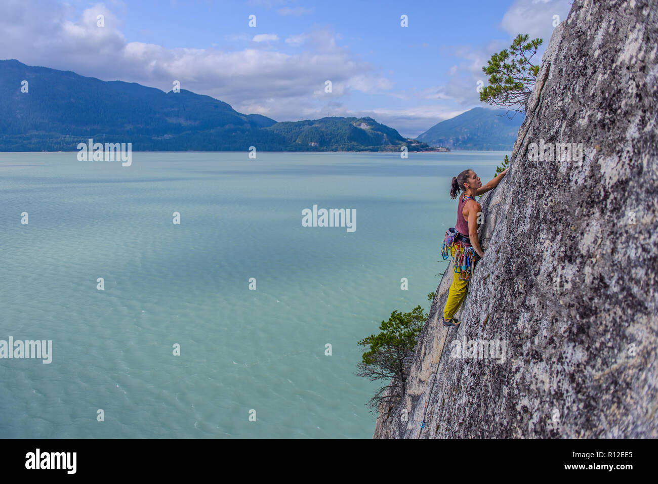 Woman rock climbing, Squamish, Canada Stock Photo Alamy