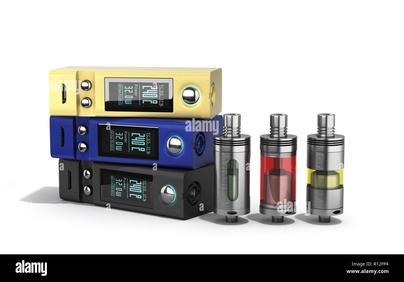 Electronic cigaretts Device box mod to smokeless smoking 3d render on  gradient with VIPE Stock Photo - Alamy