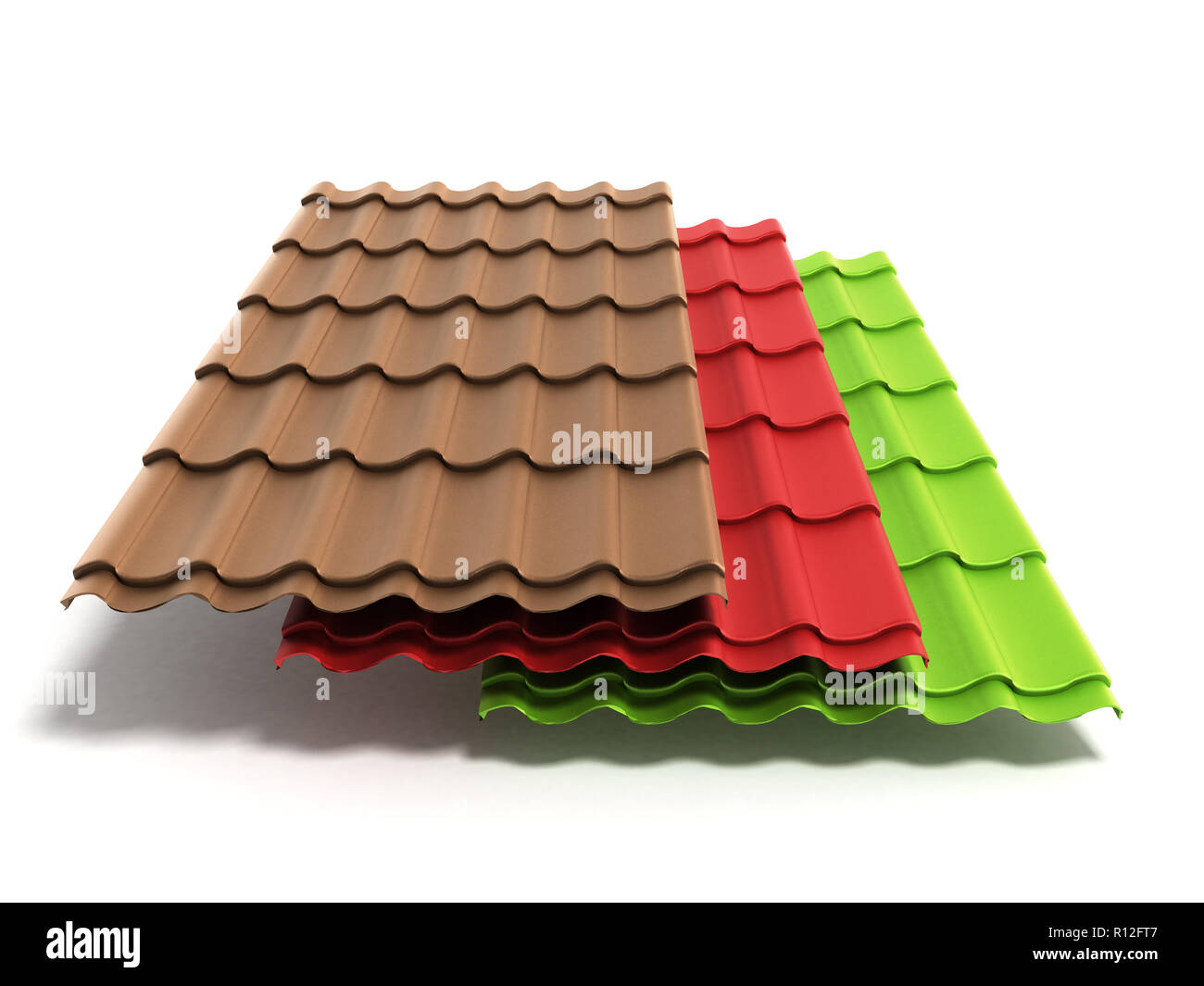 metal tile sheets 3d render isolated on white background Stock Photo