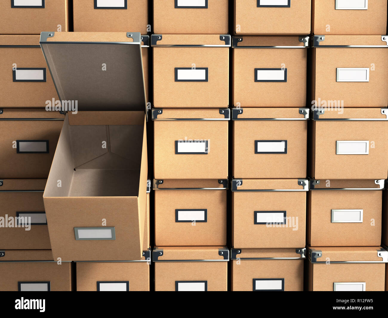 Office paper box for documents as background 3d illustration on white ...