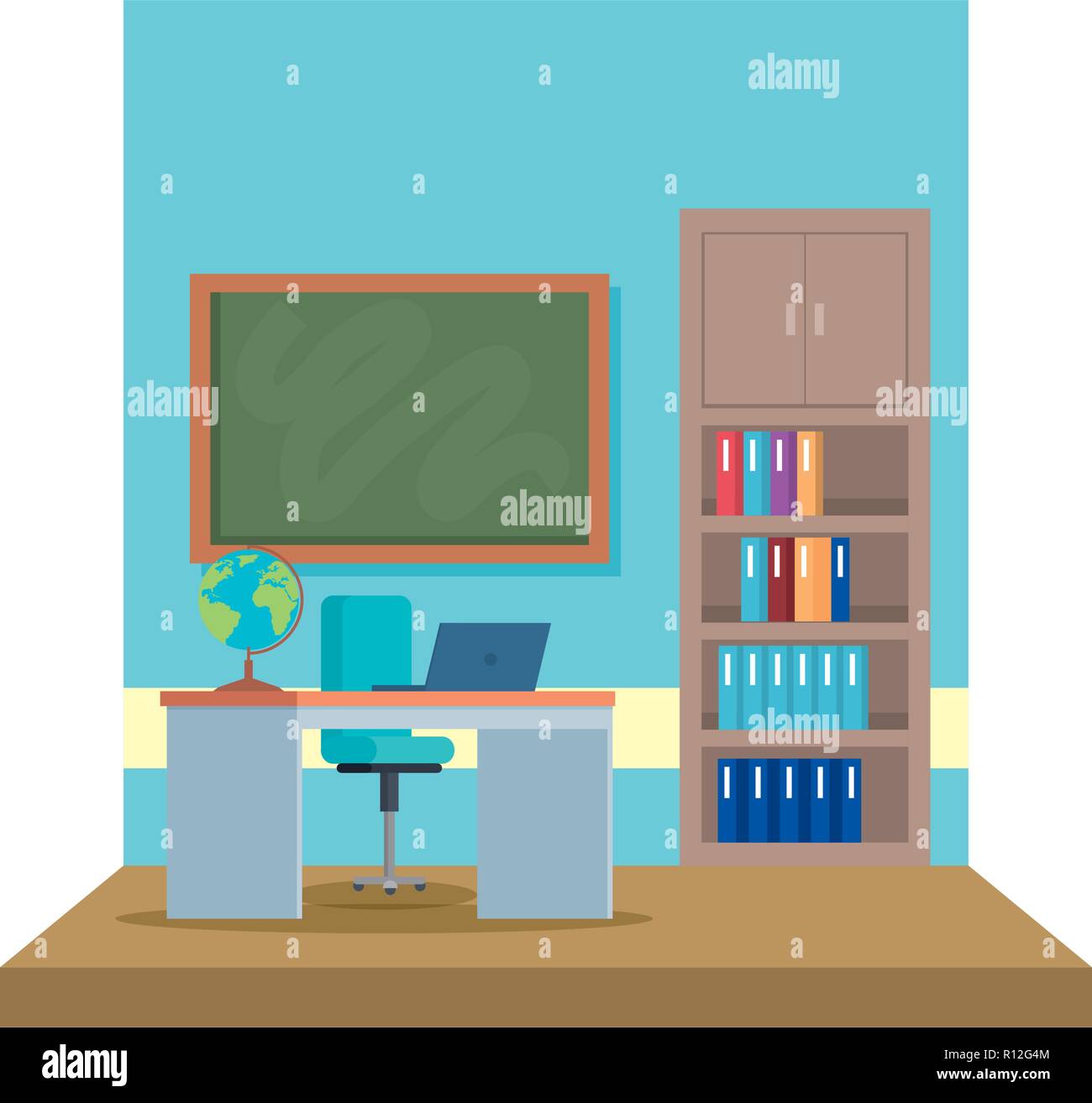 classroom with chalkboard scene Stock Vector Image & Art - Alamy