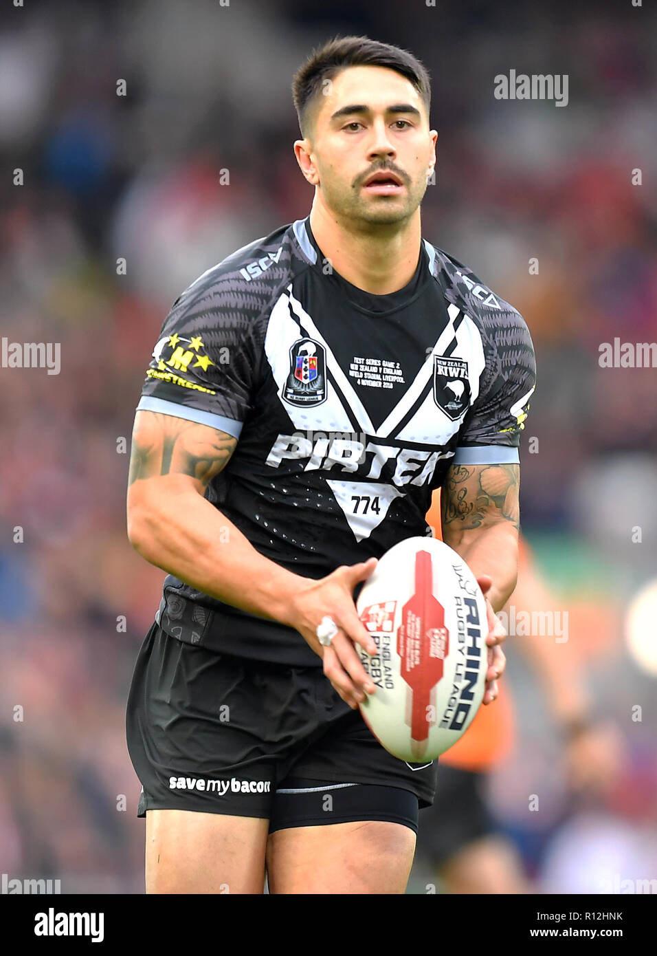 New Zealand’s Shaun Johnson during the International match at Anfield