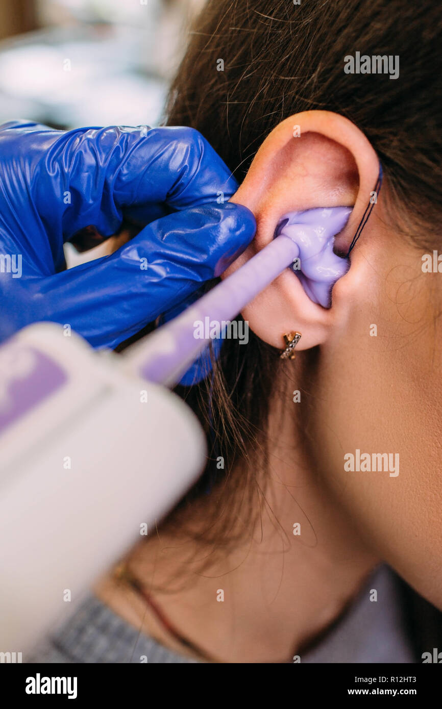 Process of making a custom earplug. Hearing protection Stock Photo ...