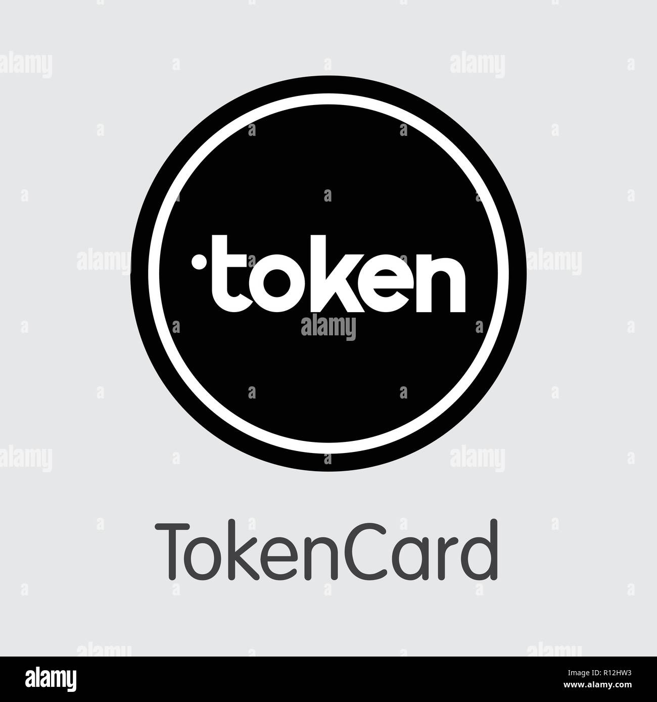 Tokencard Crypto Currency Coin. Vector Symbol of TKN. Stock Vector