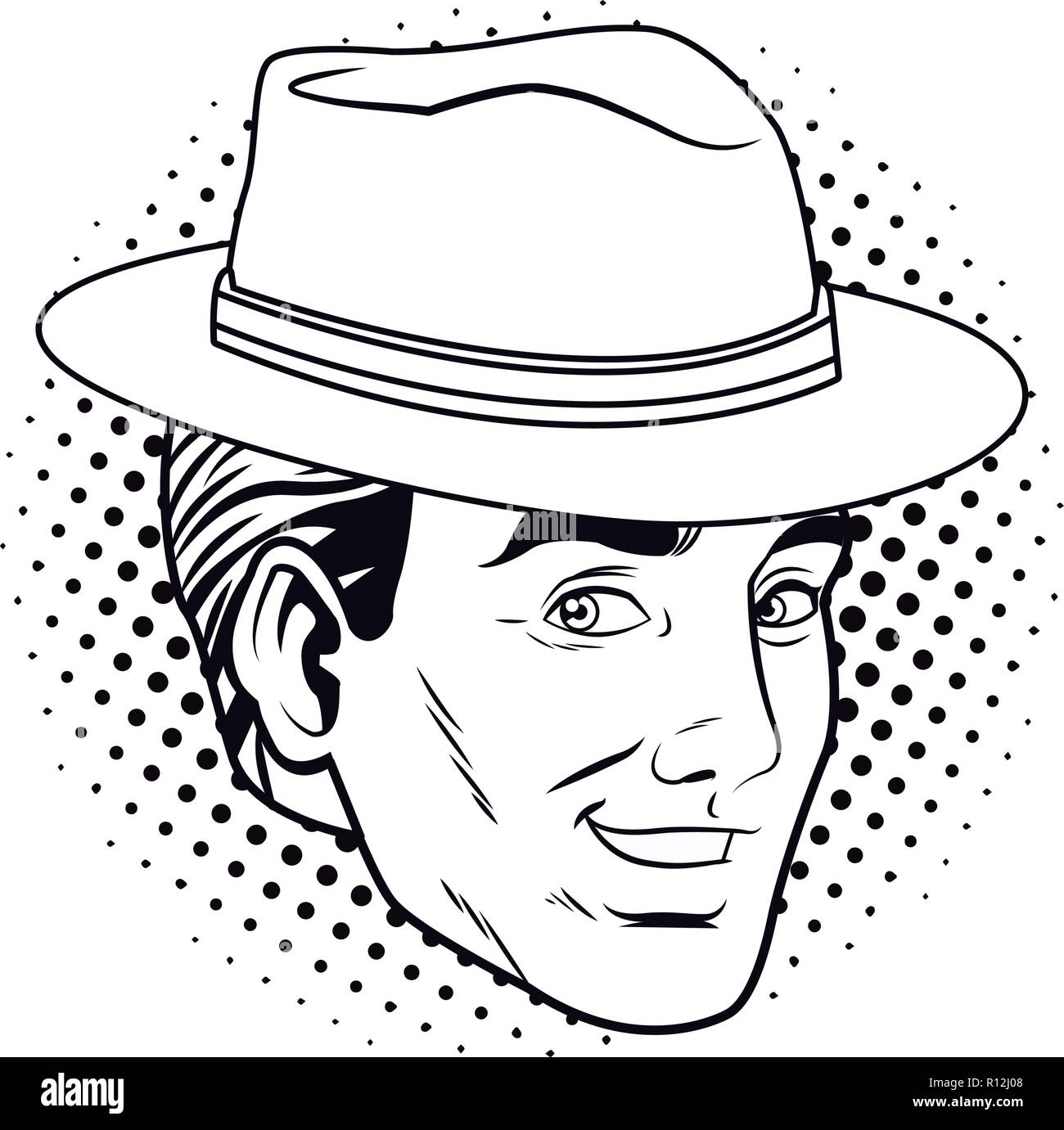 pop art man face black and white Stock Vector Image & Art - Alamy