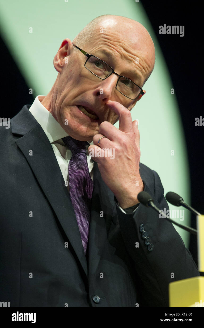 The Scottish National Party hold their annual conference in the SEC in Glasgow.  Featuring: John Swinney Where: Glasgow, United Kingdom When: 08 Oct 2018 Credit: Euan Cherry/WENN Stock Photo