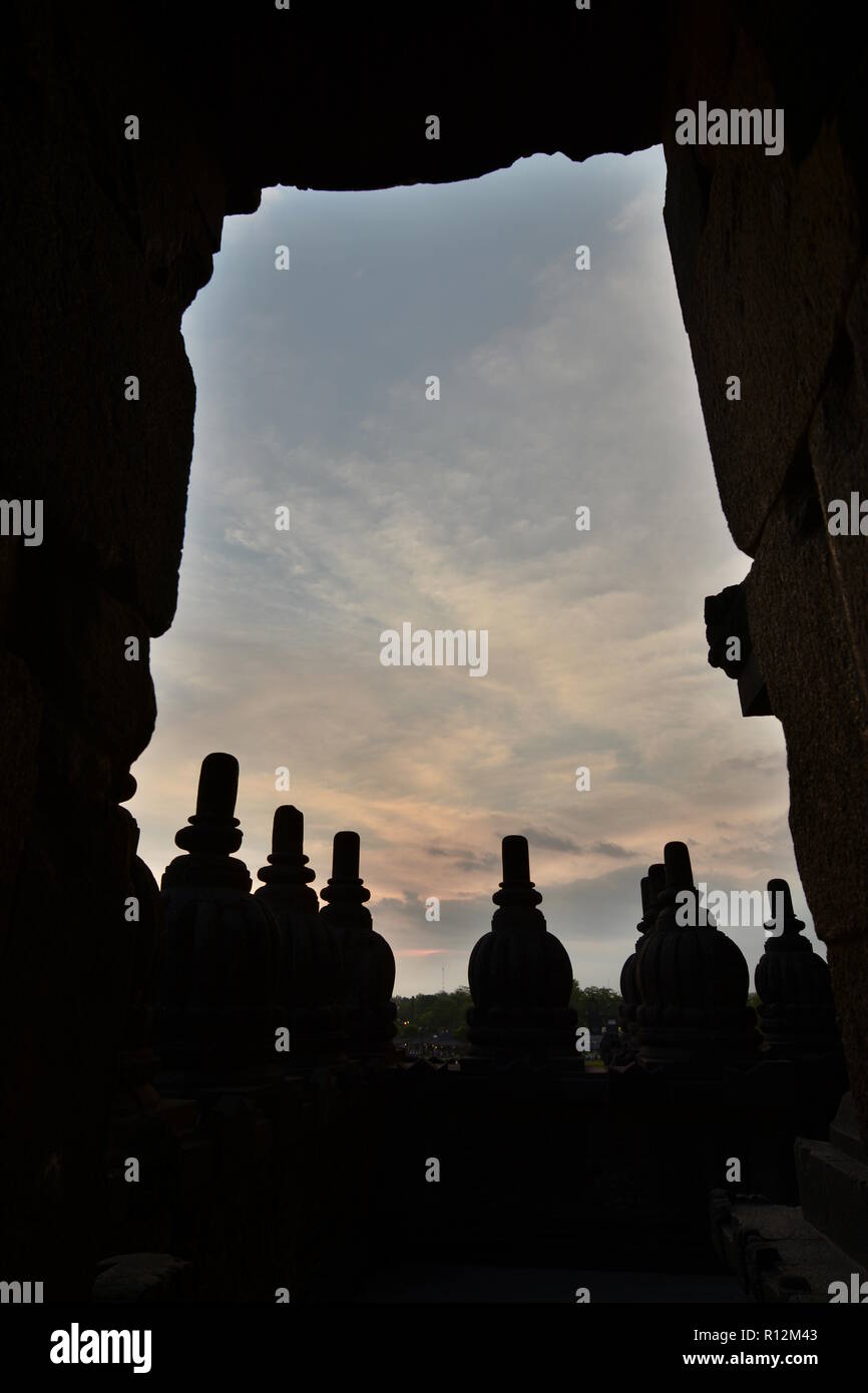 View from Shiva temple. Prambanan. Yogyakarta. Central Java. Indonesia Stock Photo