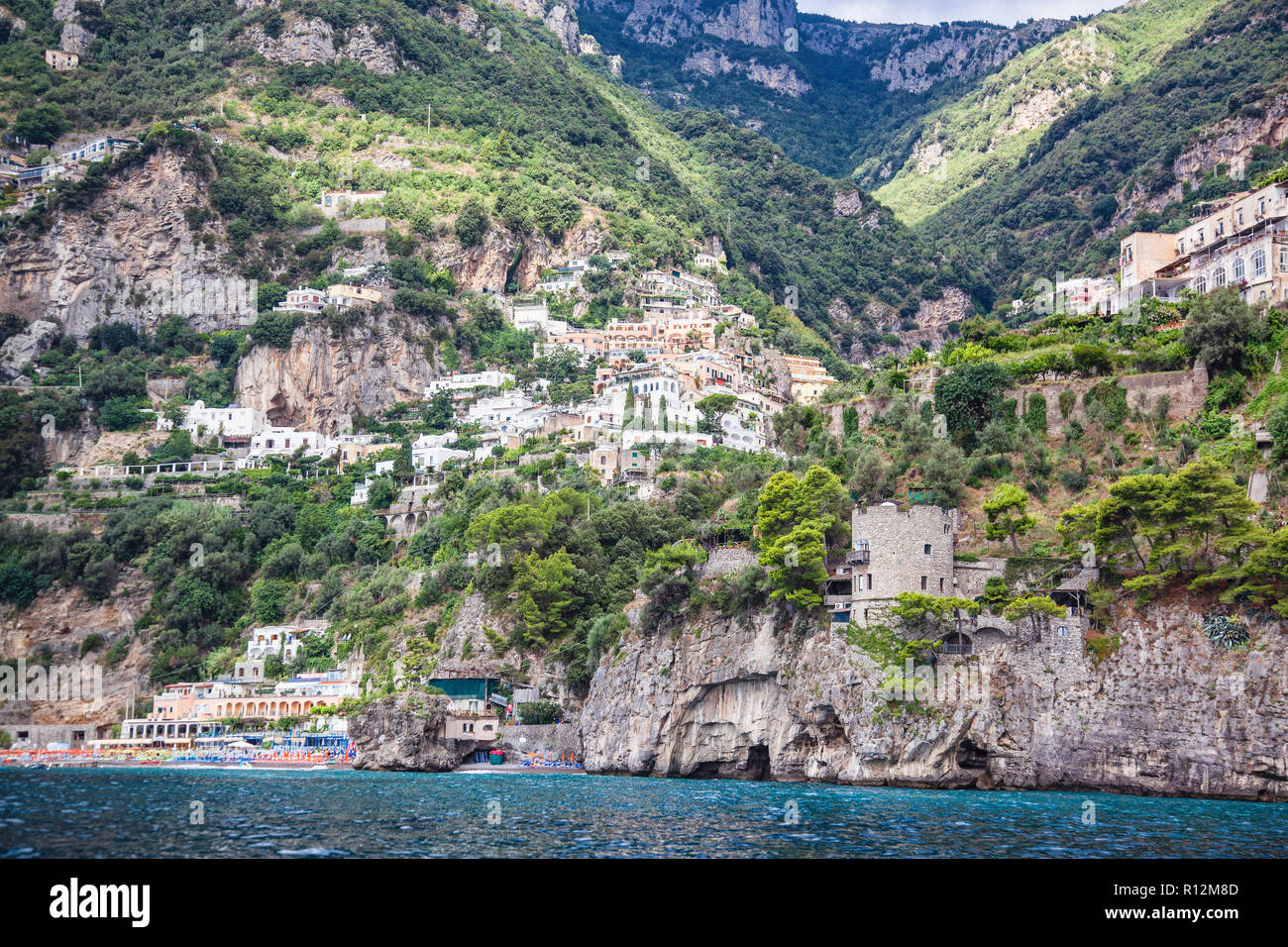 Amalfi city pink house hi-res stock photography and images - Alamy