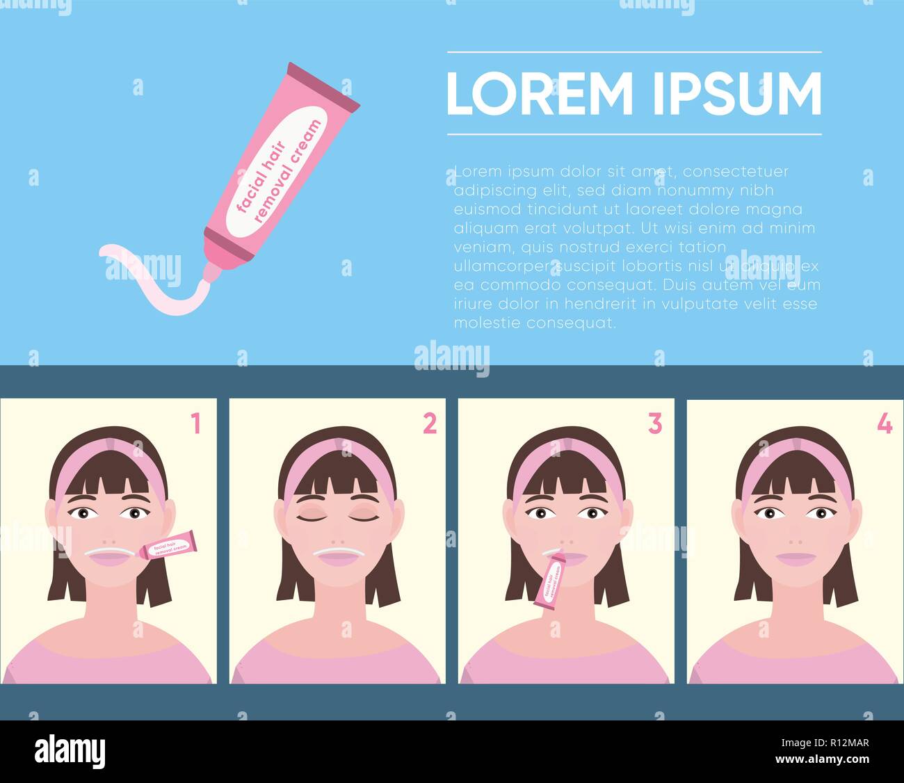 Template With Scheme Of Applying On Face Bleaching Or Depilatory