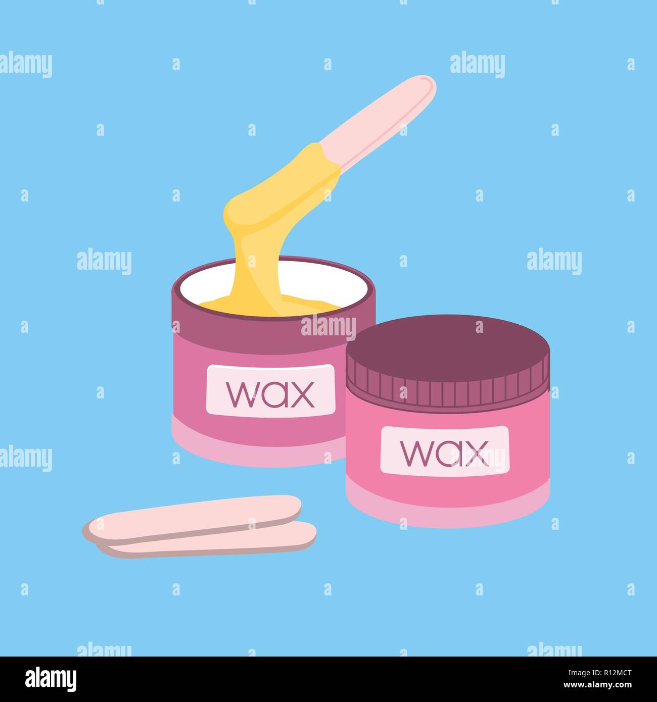 Illustration Of Cosmetic Wax In Jar With Waxing Sticks For Hair