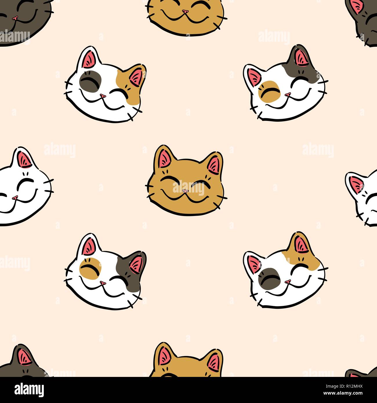 Japanese Cat Cartoon Stock Vector Images Alamy