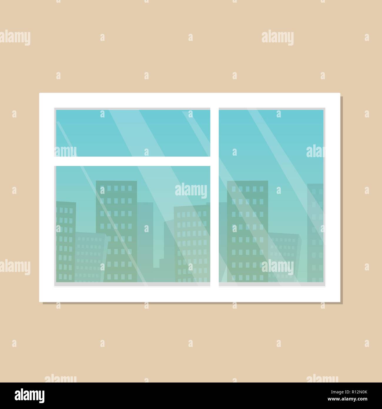 Window. City Vector Light Glowing Through Window Stock Vector Images - Alamy