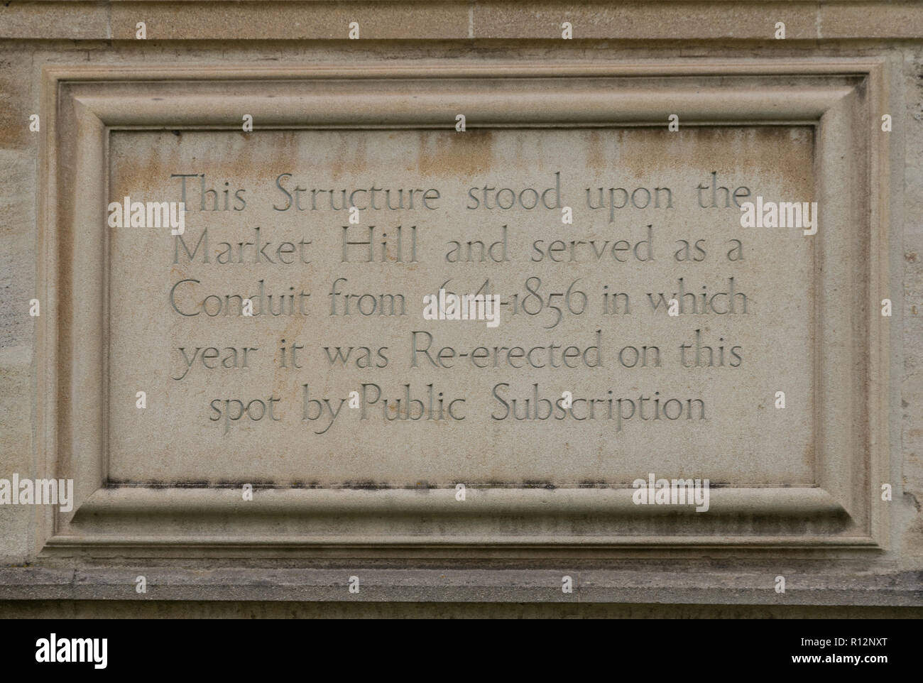 Plaque to commemorate Hobson's Conduit - the water supply to Cambridge, UK Stock Photo